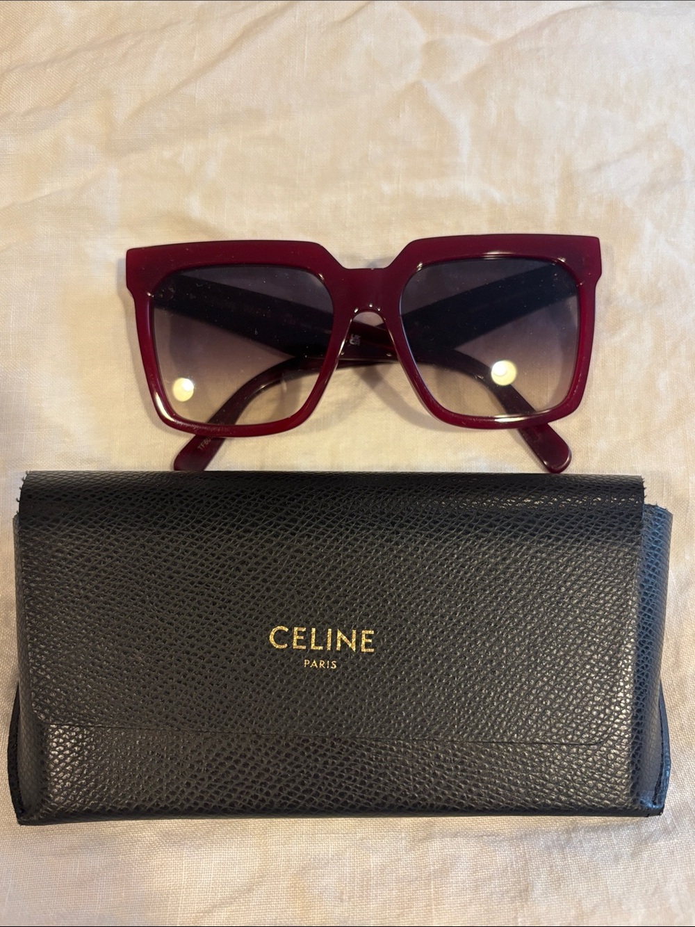 Celine burgundy red Square Sunglasses